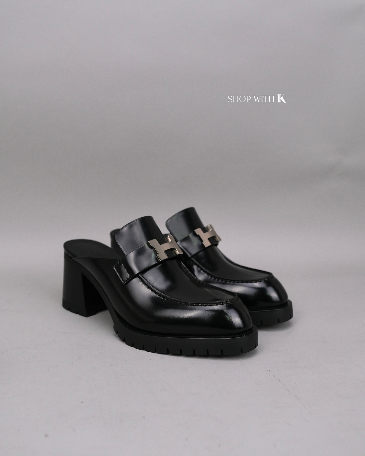 Hermes Flore 60 Mules Black