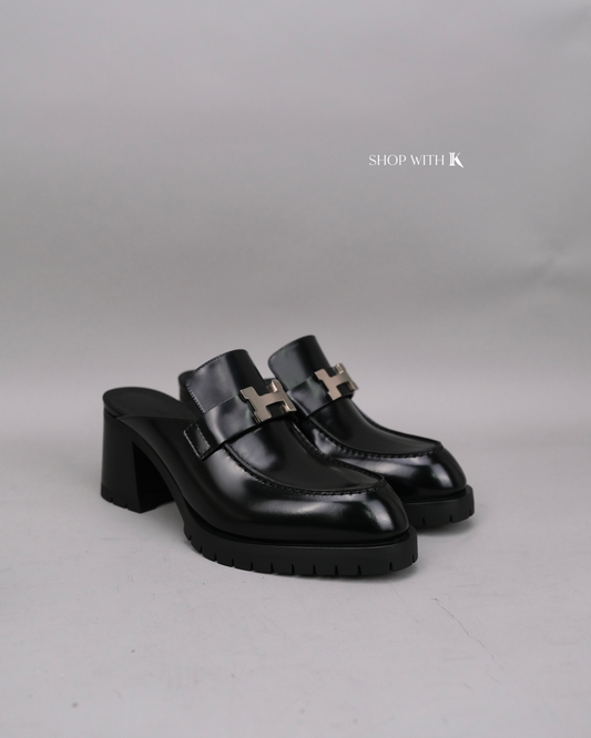 Hermes Flore 60 Mules Black