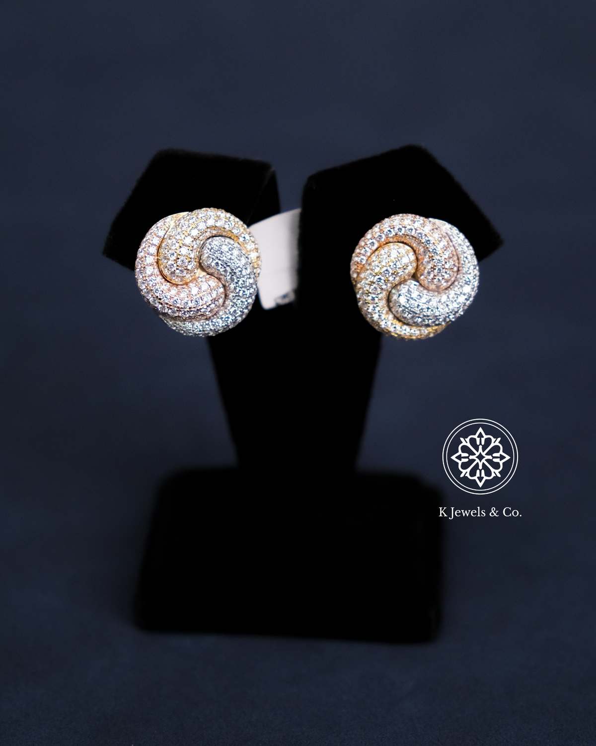 Tricolor Dome Diamond Earrings