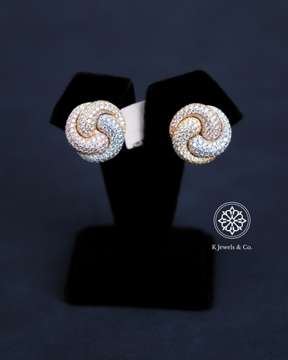 Tricolor Dome Diamond Earrings