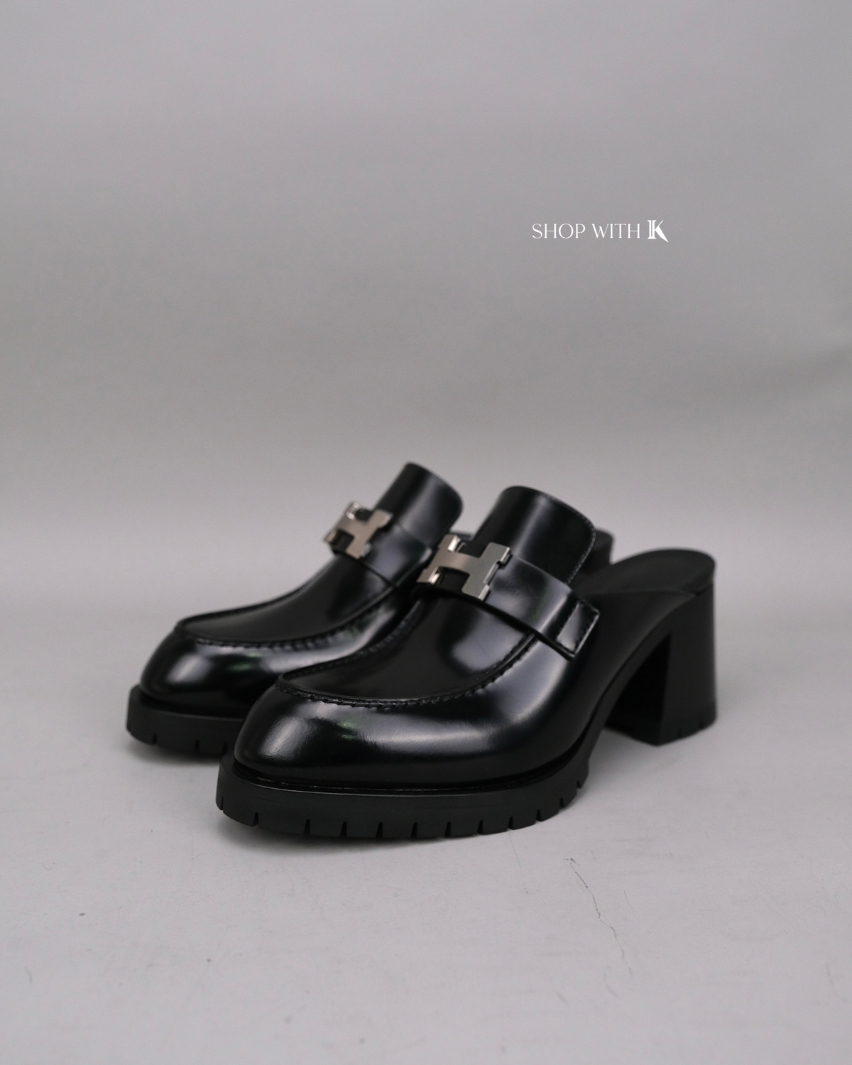 Hermes Flore 60 Mules Black