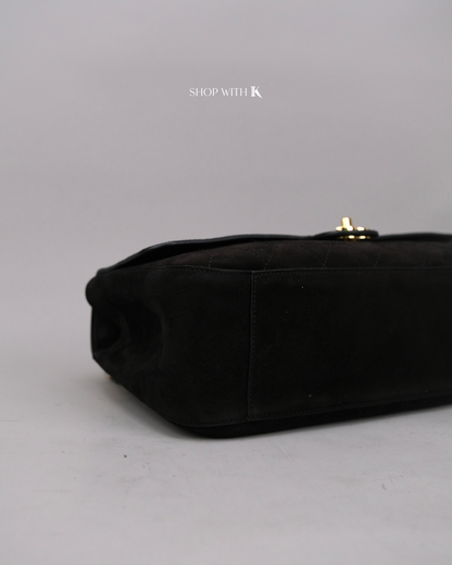 Chanel Maxi Flap Suede Black - 32cm
