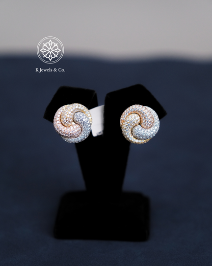 Tricolor Dome Diamond Earrings