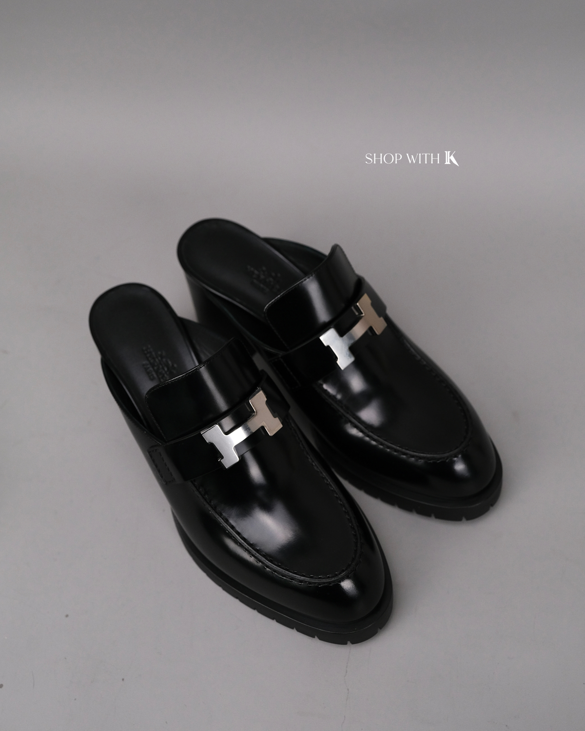 Hermes Flore 60 Mules Black