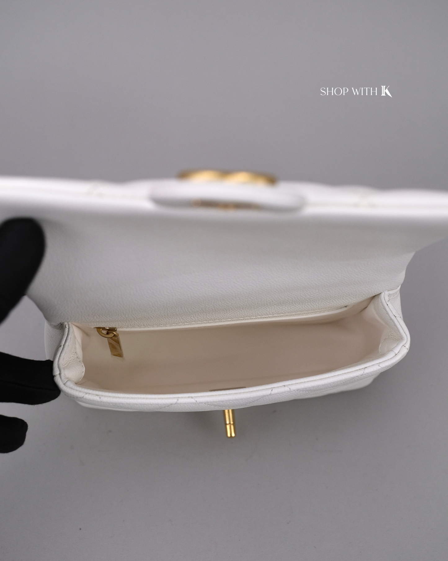 Chanel Mini Square Flap Heart Crush White