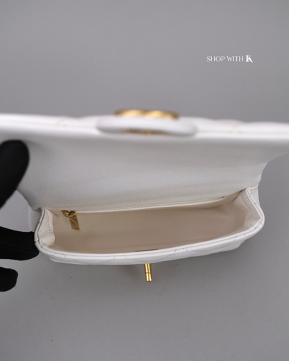 Chanel Mini Square Flap Heart Crush White