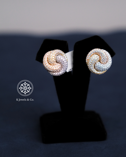 Tricolor Dome Diamond Earrings