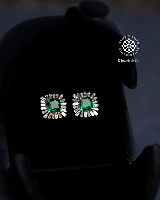Created Emerald Earrings