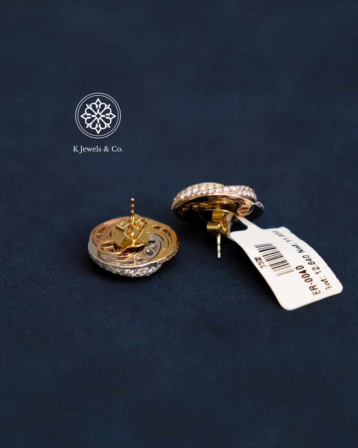 Tricolor Dome Diamond Earrings