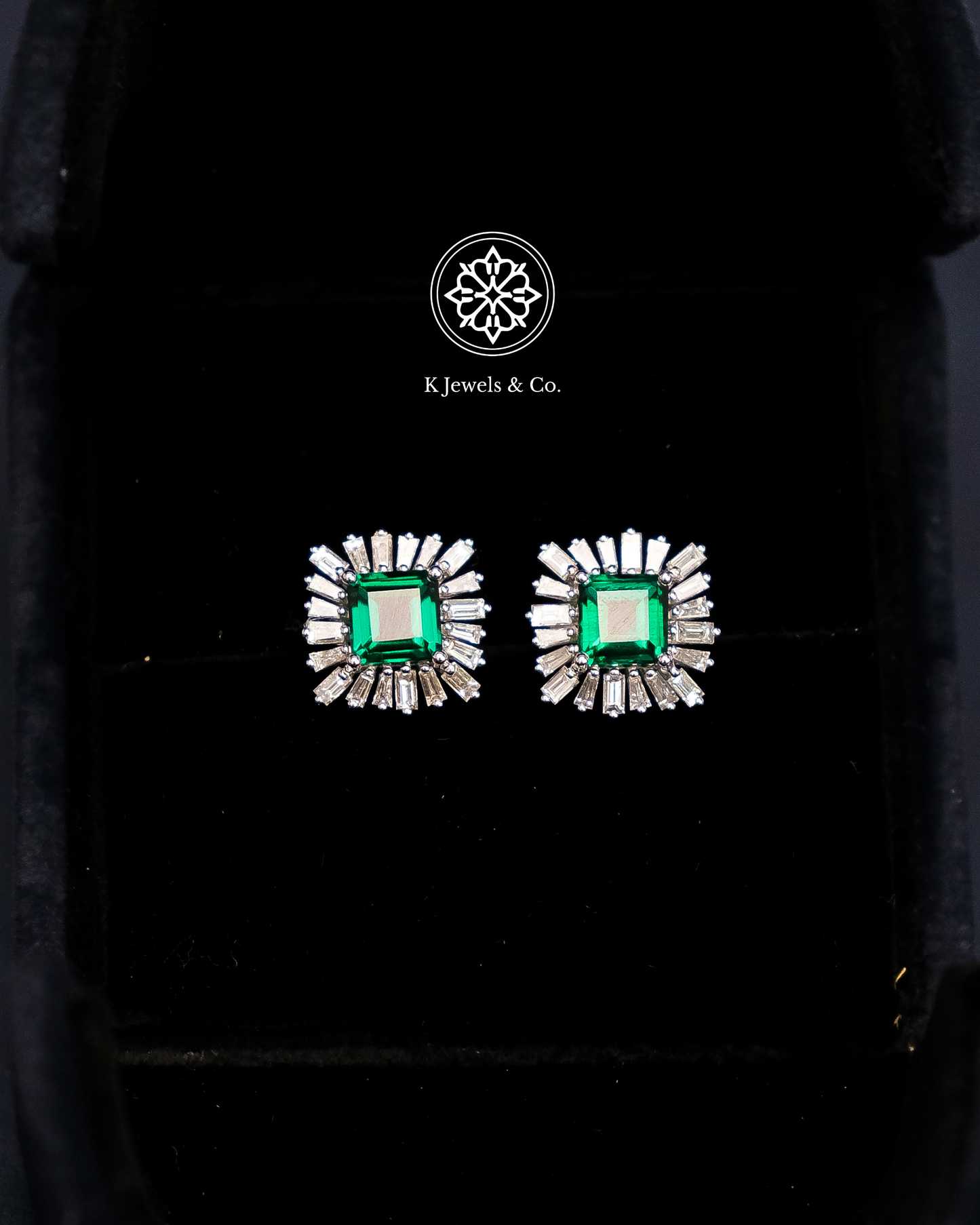 Created Emerald Earrings
