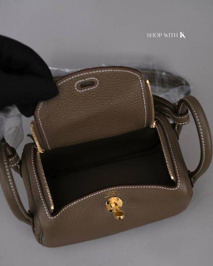 Hermes Mini Lindy Etoupe GHW