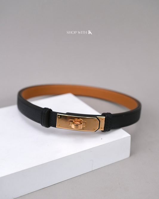 Hermes Kelly Belt Black RGHW