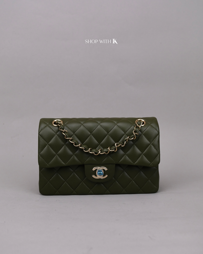 Chanel Classic Small Flap Khaki Green CGHW
