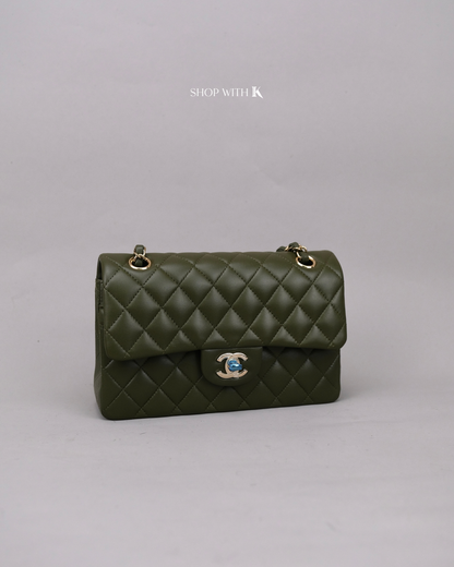 Chanel Classic Small Flap Khaki Green CGHW