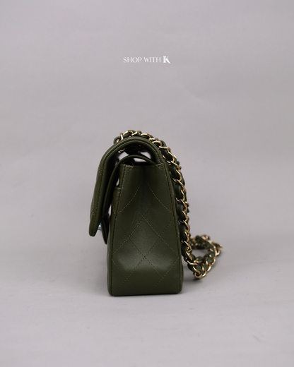 Chanel Classic Small Flap Khaki Green CGHW