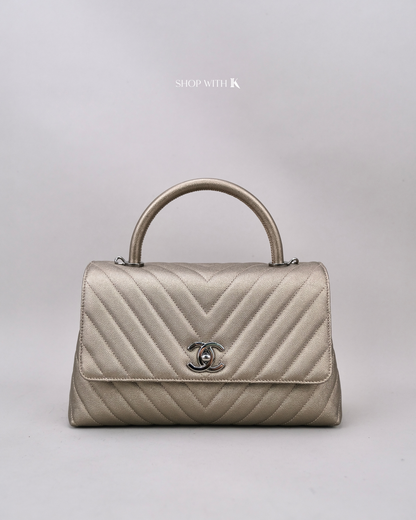 Chanel Medium Coco Handle Chevron Bronze