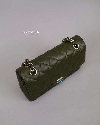 Chanel Classic Small Flap Khaki Green CGHW