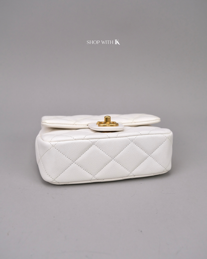 Chanel Mini Square Flap Heart Crush White