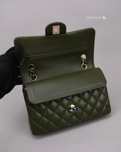 Chanel Classic Small Flap Khaki Green CGHW