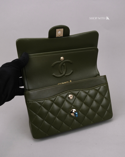 Chanel Classic Small Flap Khaki Green CGHW