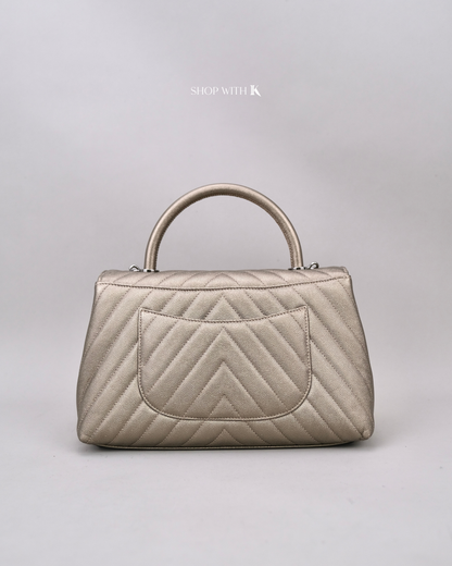Chanel Medium Coco Handle Chevron Bronze