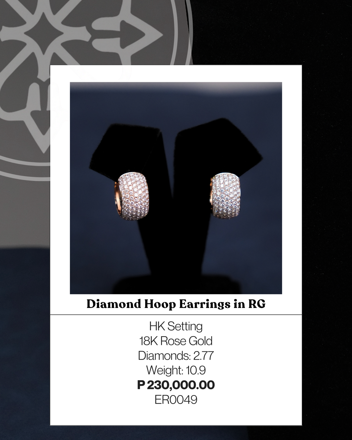 Diamond Hoop Earrings in Rose Gold