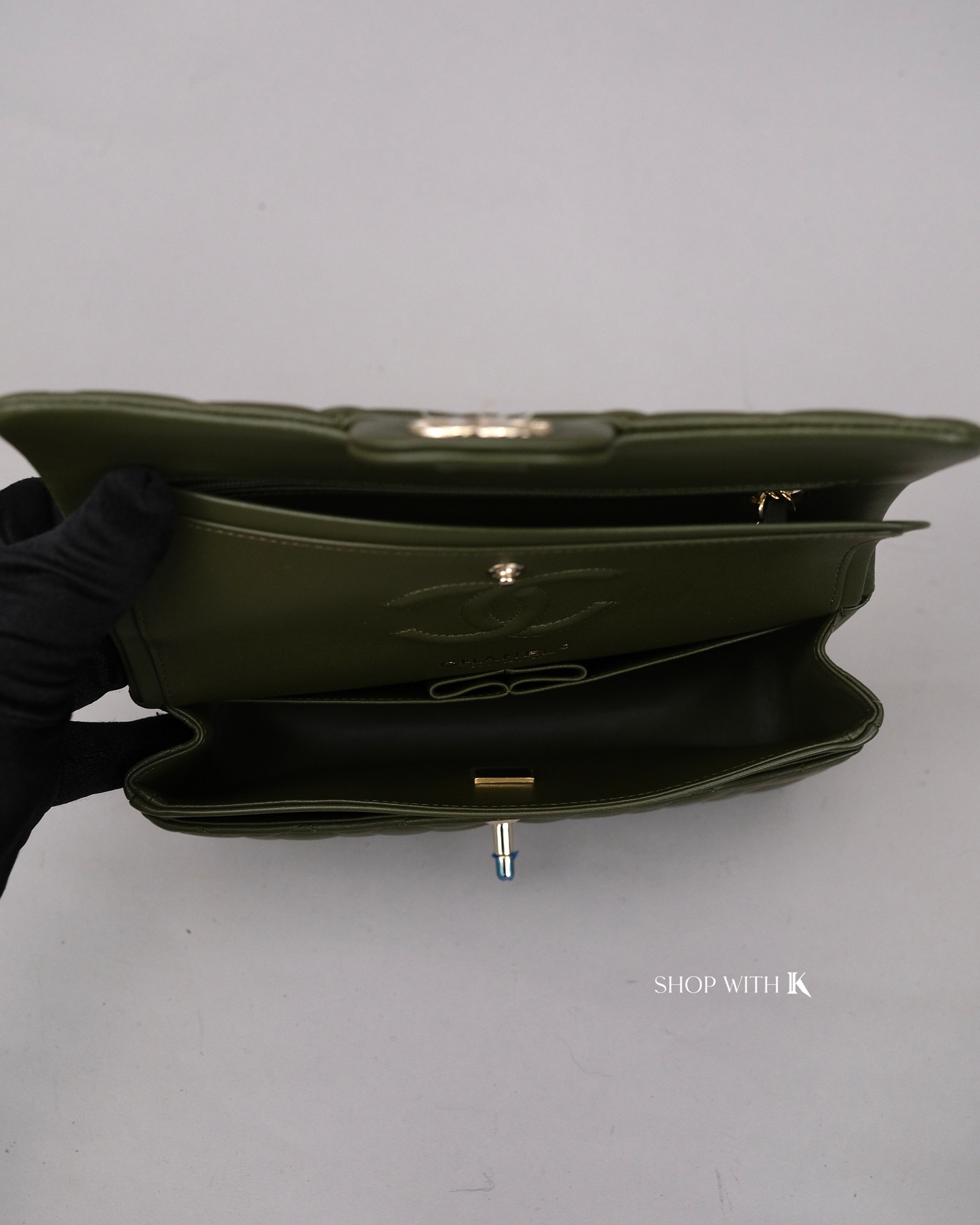 Chanel Classic Small Flap Khaki Green CGHW