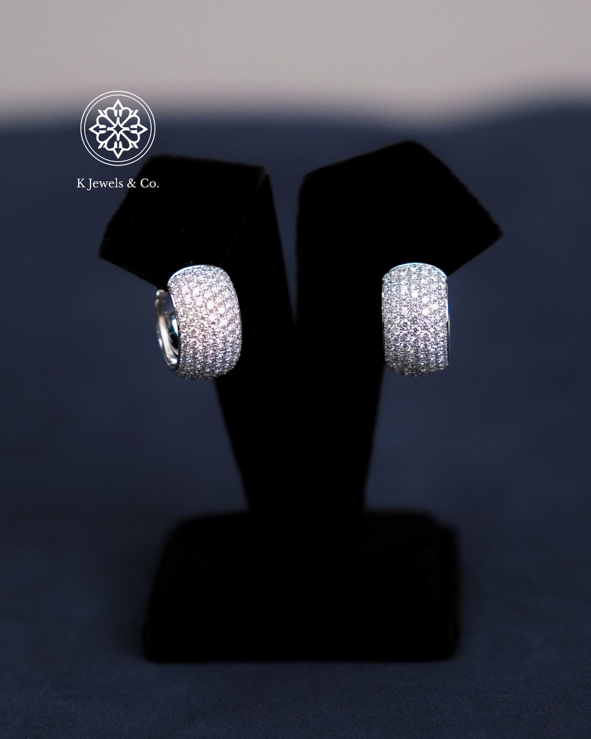 Diamond Hoop Earrings in White Gold