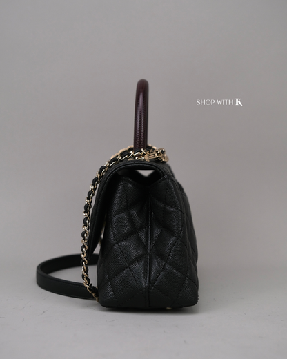Chanel Small Coco Handle Lizard Handle Black