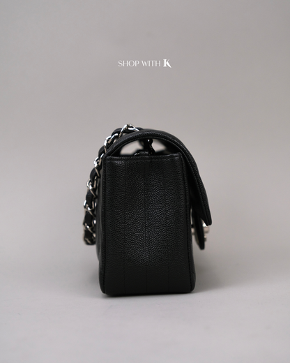Chanel Mini Rectangle Chevron Black SHW