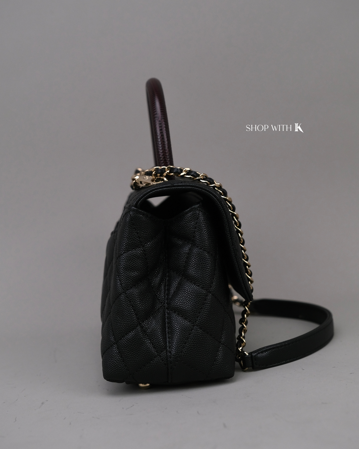 Chanel Small Coco Handle Lizard Handle Black