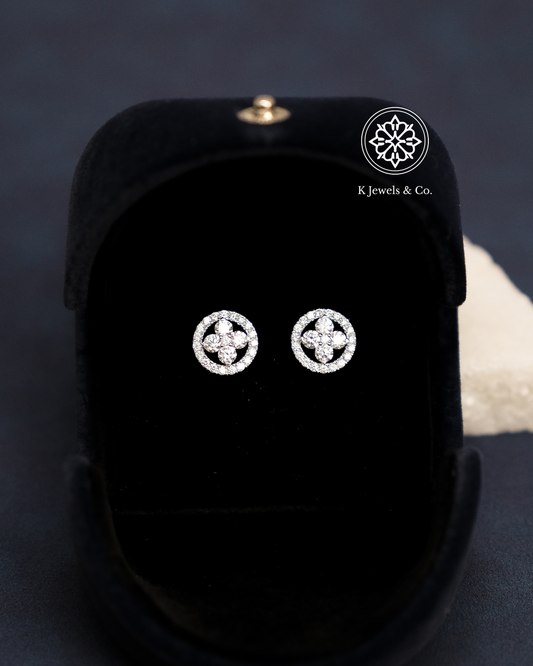 Floral Halo Diamond Earrings