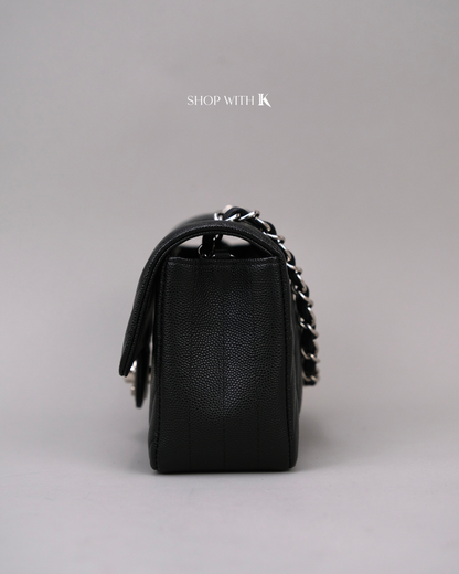 Chanel Mini Rectangle Chevron Black SHW