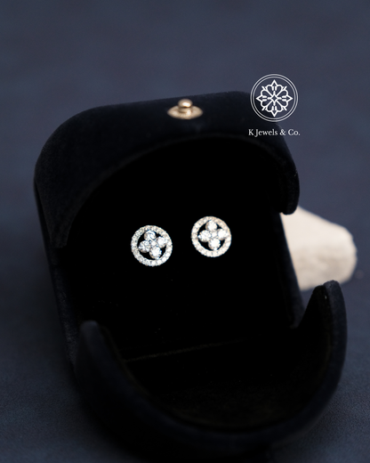 Floral Halo Diamond Earrings