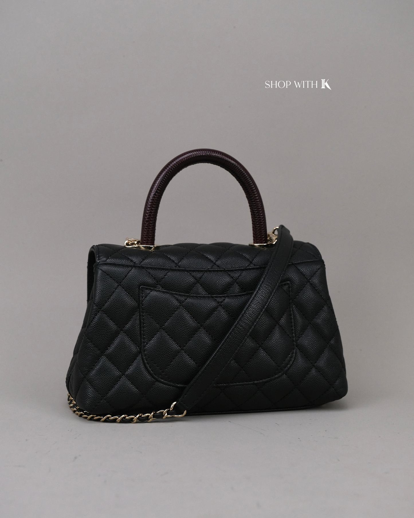 Chanel Small Coco Handle Lizard Handle Black