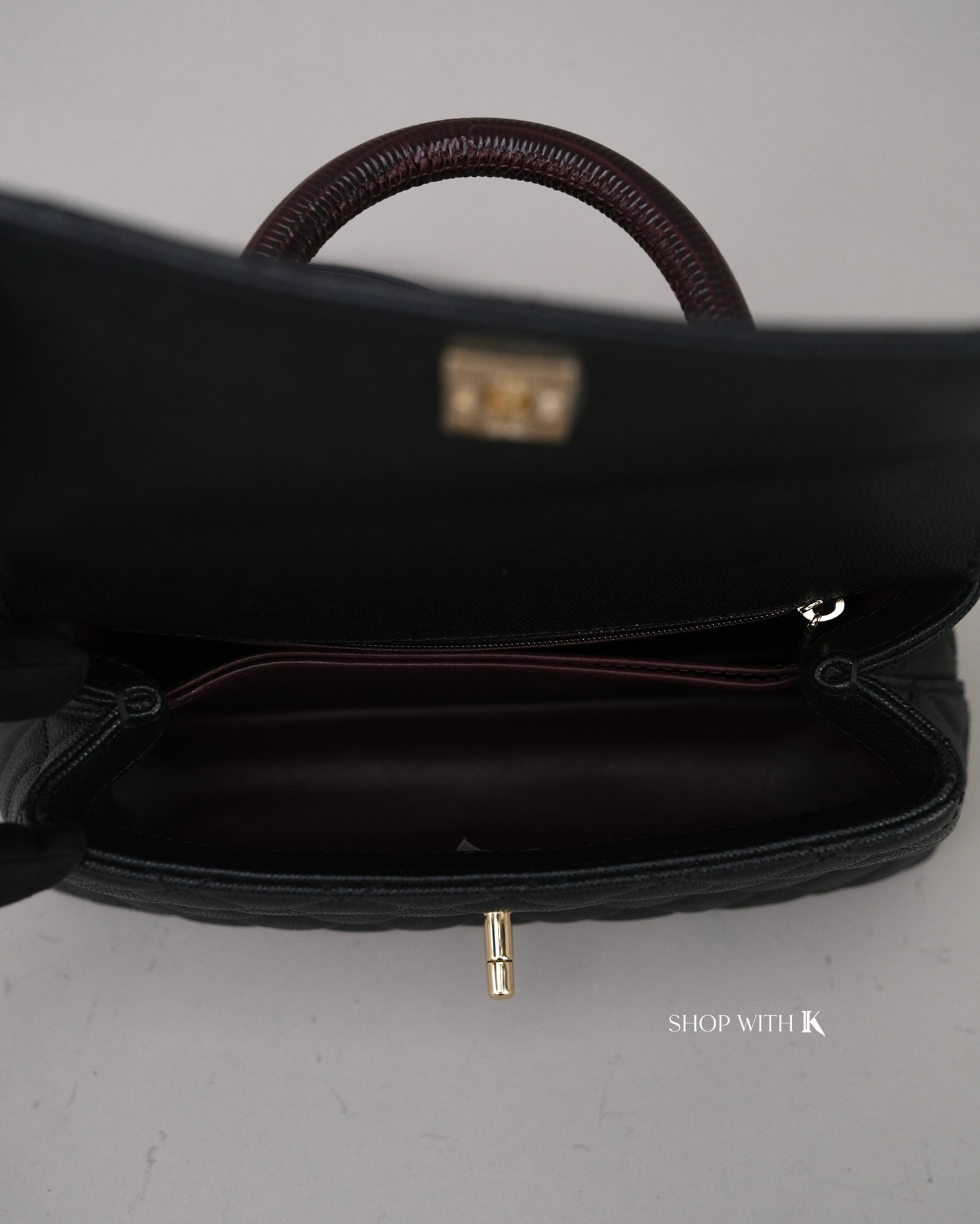 Chanel Small Coco Handle Lizard Handle Black