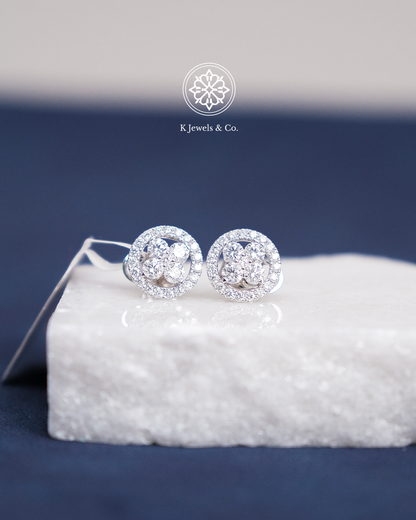 Floral Halo Diamond Earrings