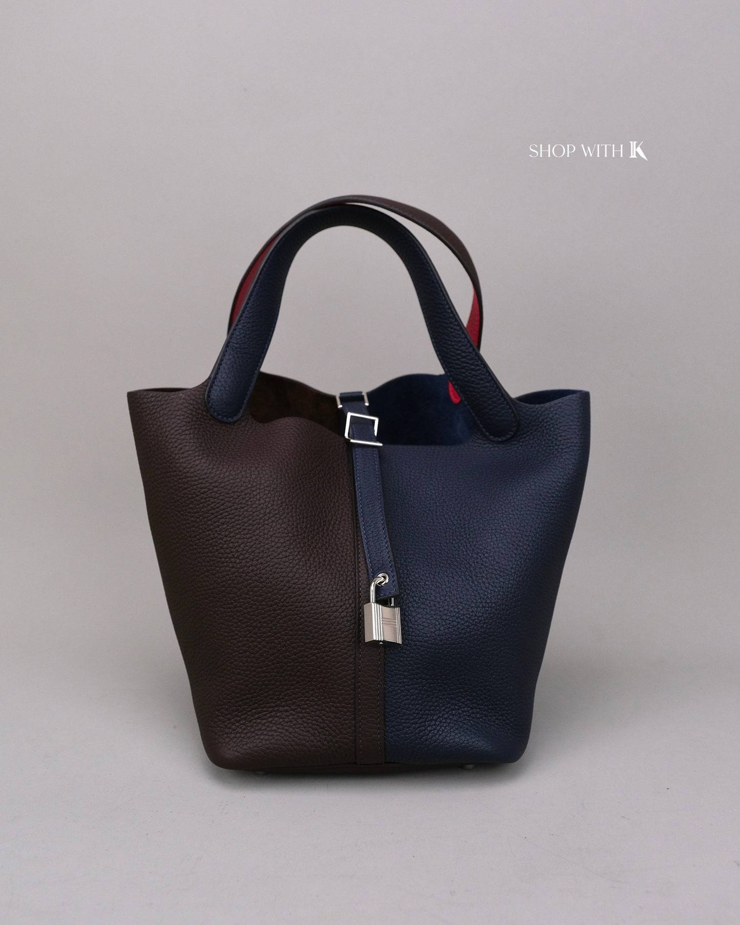 Hermes Picotin 22 Tri-Color Ebene/Dark Blue/Pink