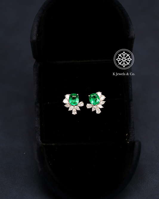 Emerald Earrings w/ Diamonds