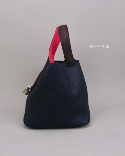 Hermes Picotin 22 Tri-Color Ebene/Dark Blue/Pink