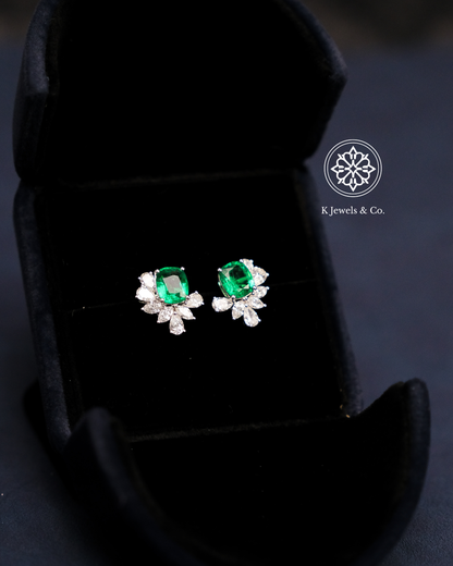Emerald Earrings w/ Diamonds