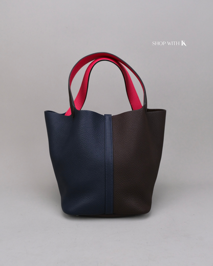 Hermes Picotin 22 Tri-Color Ebene/Dark Blue/Pink