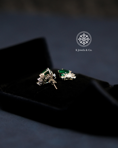 Emerald Earrings w/ Diamonds