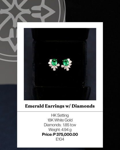 Emerald Earrings w/ Diamonds