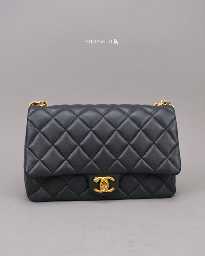 Chanel Flap Gray with Flowers on Chain