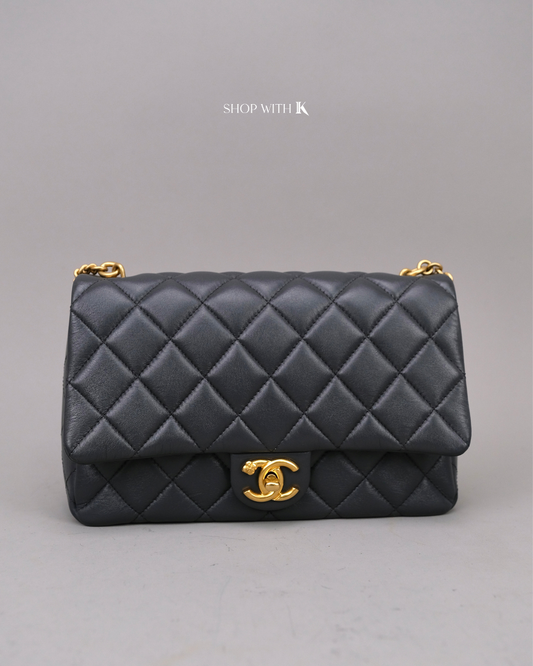 Chanel Flap Gray with Flowers on Chain