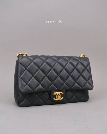 Chanel Flap Gray with Flowers on Chain