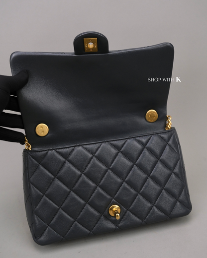 Chanel Flap Gray with Flowers on Chain