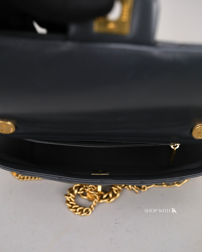 Chanel Flap Gray with Flowers on Chain