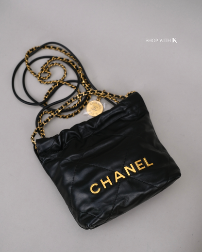 Chanel Mini 22 Lambskin Black GHW